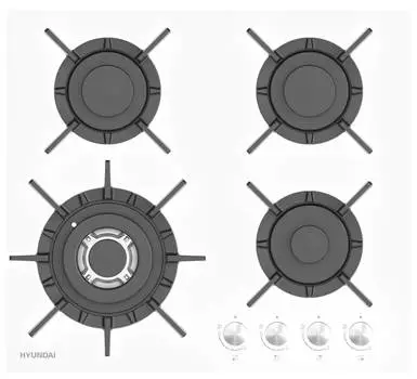 Газовая варочная поверхность Hyundai HHG 6437 WG белый