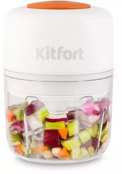 Измельчитель электрический Kitfort КТ-3089 белый/оранжевый