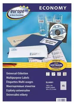 Этикетки Europe100 A4 ELA001-100 70г/м2 100л., белый
