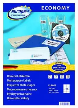 Этикетки Europe100 ELA022-100 A4 70г/м2 100л., белый
