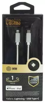 Кабель Cactus CS-LG.USB.C-1 USB Type-C (m)-Lightning (m) 1м