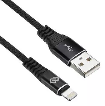 Кабель Digma USB (m)-Lightning (m) 3м (light-3m-braided-blk)