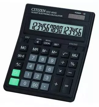 Калькулятор бухгалтерский Citizen SDC-664S черный
