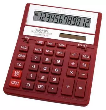 Калькулятор бухгалтерский Citizen SDC-888XRD красный