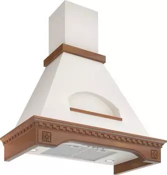 Каминная вытяжка Elikor Бельведер Флореале 90П-650-П3Д бежевый/бук/орех (кв ii м-650-90-346)