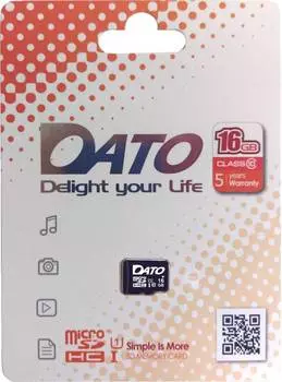 Карта памяти microSDHC 16ГБ Class10 Dato (dttf016guic10)
