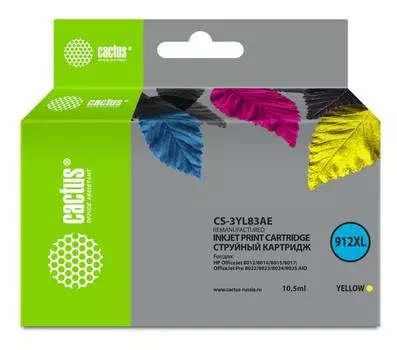 Картридж Cactus CS-3YL83AE 912XL желтый