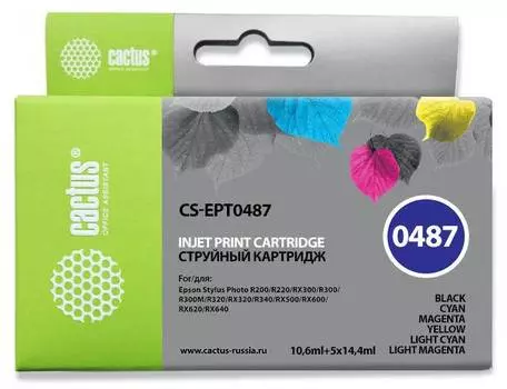 Картридж Cactus CS-EPT0487 T0487 черный/голубой/пурпурный/желтый/светло-голубой/светло-пурпурный