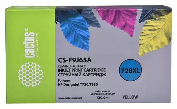 Картридж Cactus CS-F9J65A 728XL желтый