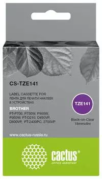 Картридж Cactus CS-TZE141 TZe-141 черный