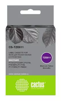 Картридж Cactus CS-TZE611 TZe-611 черный