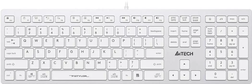 Клавиатура A4Tech Fstyler FX50, русские и английские буквы, белый (fx50 white)