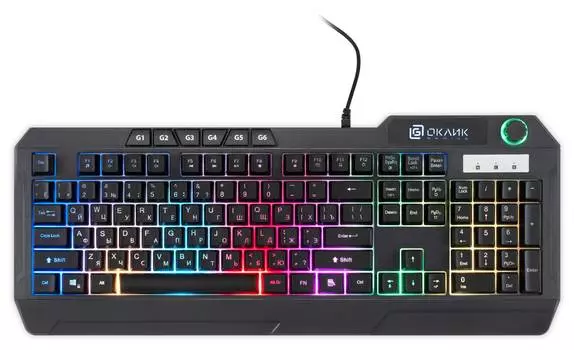 Клавиатура Оклик 715G, русские и английские буквы, черный (1680657)