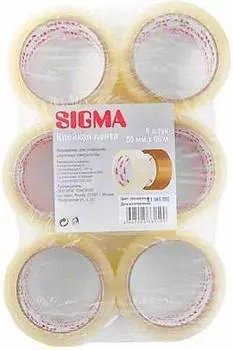 Клейкая лента упаковочная Sigma прозрачная в упаковке: 6шт. (20369)