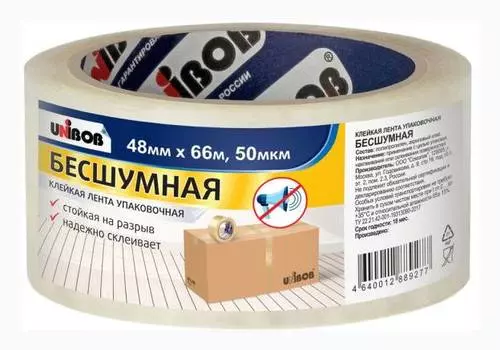 Клейкая лента упаковочная Unibob прозрачная (87729)