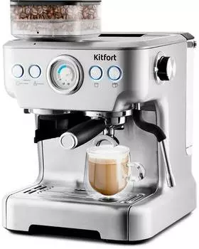 Кофеварка рожковая Kitfort КТ-755 серебристый