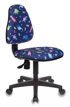 Кресло детское Бюрократ KD-4, обивка: ткань, цвет: синий, рисунок динозаврики