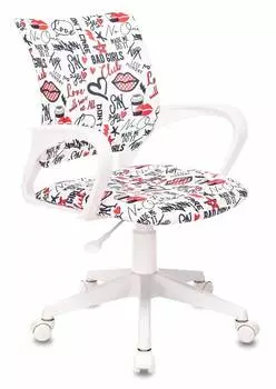 Кресло детское Бюрократ KD-W4, обивка: ткань, цвет: мультиколор, рисунок красные губы