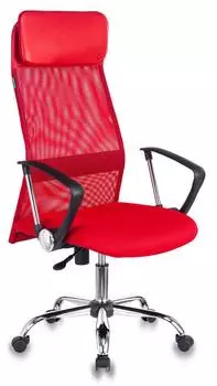 Кресло руководителя Бюрократ KB-6N, обивка: сетка/ткань, цвет: красный TW-97N