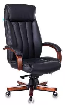 Кресло руководителя Бюрократ T-9922WALNUT, обивка: кожа, цвет: черный