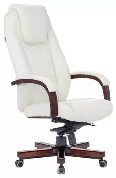 Кресло руководителя Бюрократ T-9923WALNUT, обивка: кожа, цвет: слоновая кость