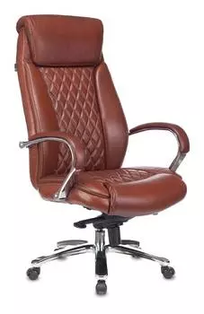 Кресло руководителя Бюрократ T-9924SL, обивка: кожа, цвет: светло-коричневый
