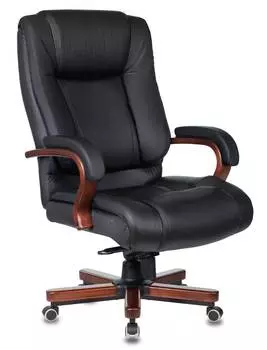 Кресло руководителя Бюрократ T-9925WALNUT, обивка: кожа, цвет: черный