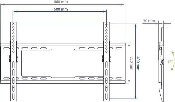 Кронштейн для телевизора Kromax IDEAL-102, 32-90", настенный, наклон, черный (24037)