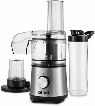 Кухонный комбайн Kitfort КТ-1386 серебристый/черный
