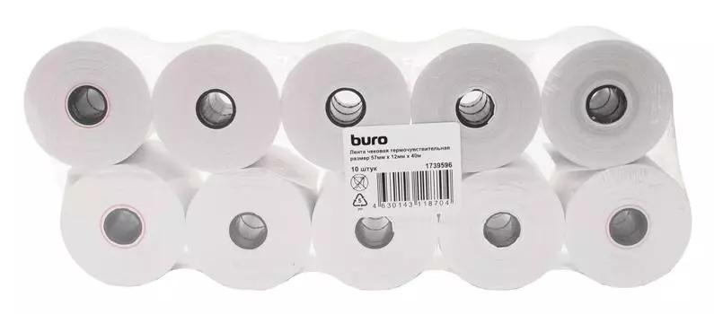 Лента чековая Buro 12mm термобумага 40м 57мм