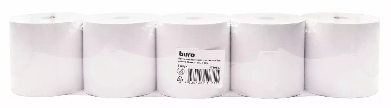 Лента чековая Buro 12mm термобумага 80м 80мм
