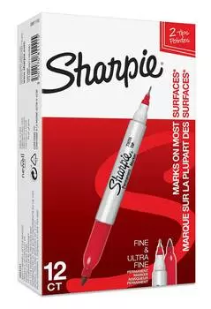Маркер перманентный Paper Mate Twin Tip S0811110/12 Sharpie (12шт.)