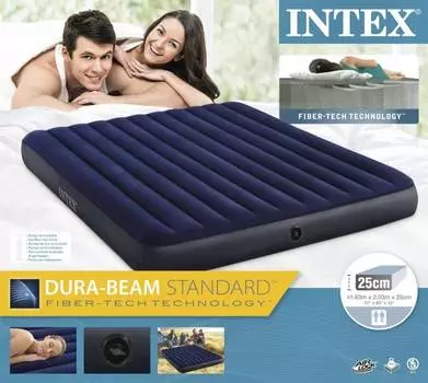 Матрас надувной Intex Dura-Beam Standart Classic дл.:2030мм ш.:1830мм в.:250мм синий/черный (64755)