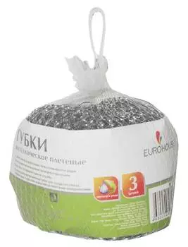 Мочалка EuroHouse, металл (упак.:3шт) (7182)