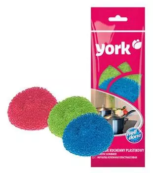 Мочалка York, пластик (упак.:3шт) (001010)