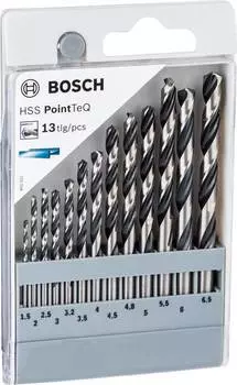 Набор сверл Bosch HSS PointTeQ по металлу (13пред.) для шуруповертов/дрелей (2608577349)