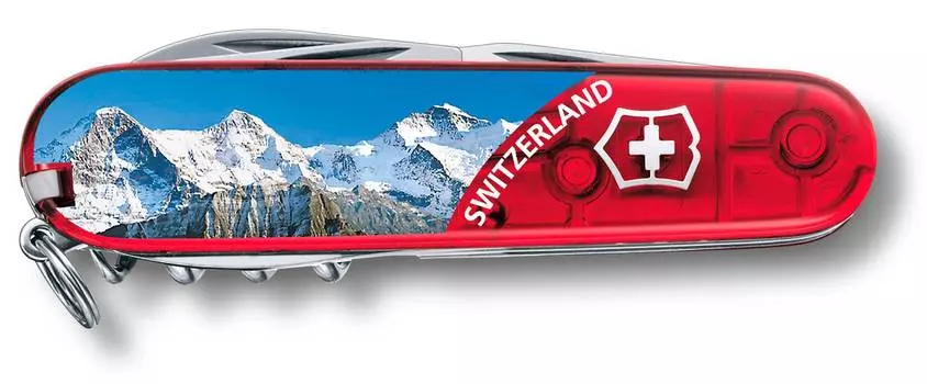 Нож Victorinox Climber Jungfrau красный полупрозрачный/рисунок (1.3703.te3)