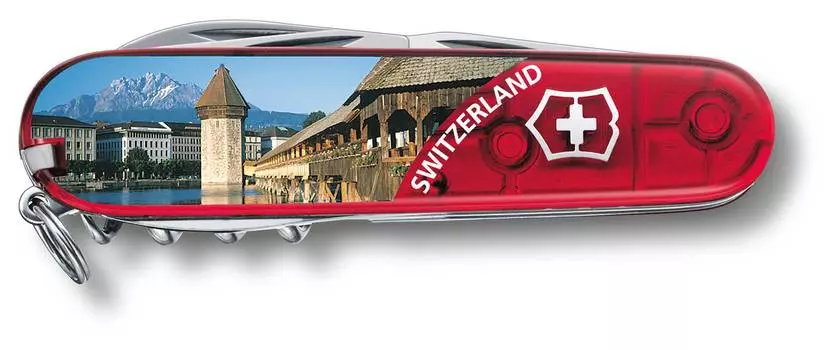 Нож Victorinox Climber Luzern красный полупрозрачный/рисунок (1.3703.te1)