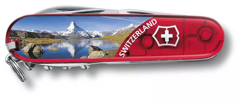 Нож Victorinox Climber Matterhorn красный полупрозрачный/рисунок (1.3703.te2)