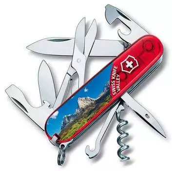 Нож Victorinox Climber Valley красный полупрозрачный/рисунок (1.3703.te9)