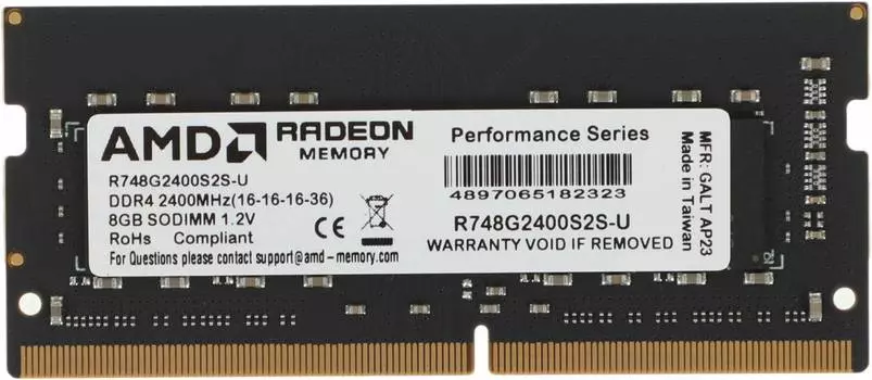 Оперативная память AMD Radeon R7 Performance Series DDR4 - 8Gb, 2400 МГц, SO-DIMM, CL16 (r748g2400s2s-u)