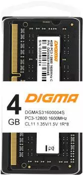 Оперативная память Digma DDR3L - 4Gb, 1600 МГц, SO-DIMM, CL11 (dgmas31600004s)