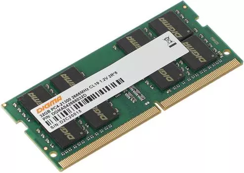 Оперативная память Digma DDR4 - 32Gb, 2666 МГц, SO-DIMM, CL19 (dgmas42666032d)
