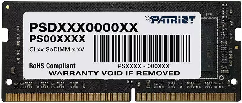 Оперативная память Patriot Signature DDR4 - 16Gb, 3200 МГц, SO-DIMM, CL22 (psd416g320081s)