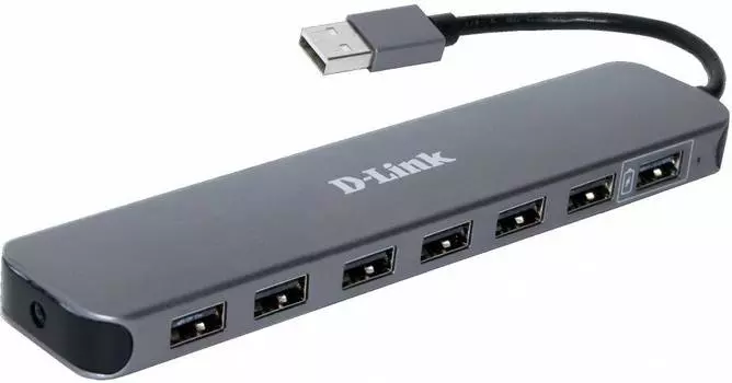 Разветвитель USB 2.0 D-Link DUB-H7 черный (DUB-H7/E1A)