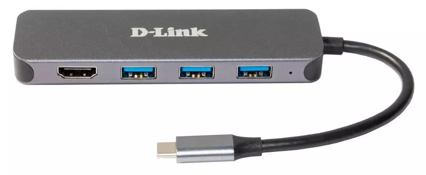 Разветвитель USB-C D-Link DUB-2333 серебристый (DUB-2333/A1A)