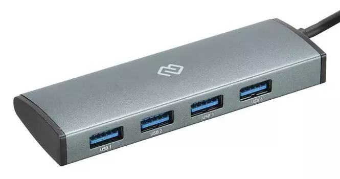 Разветвитель USB-C Digma HUB-4U3.0-UC-G серый