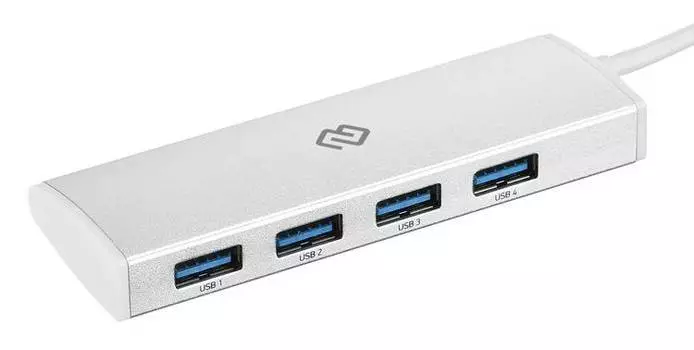 Разветвитель USB-C Digma HUB-4U3.0-UC-S серебристый