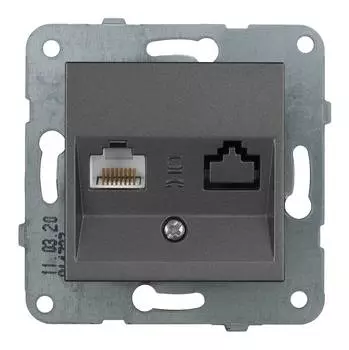 Розетка компьютерная Panasonic Karre Plus &amp; Arkedia Slim дымчатый (wktt04042dg-ru)