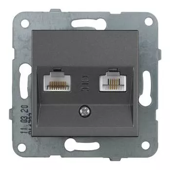 Розетка компьютерная/телефонная Panasonic Karre Plus &amp; Arkedia Slim дымчатый (wktt04082dg-ru)